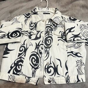 SHEIN Black and White Jean Jacket